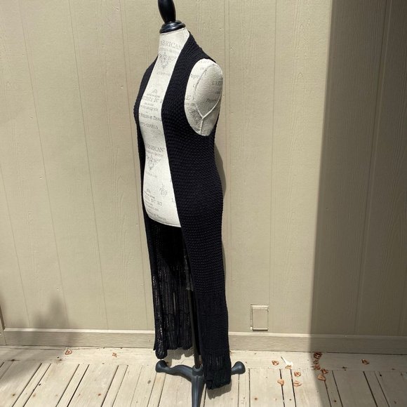 Vintage Open Crochet Boho Long Sweater Vest Cardigan - Picture 4 of 10